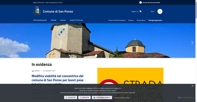 Security scan screenshot of https://www.comune.sanponso.to.it/it-it/home