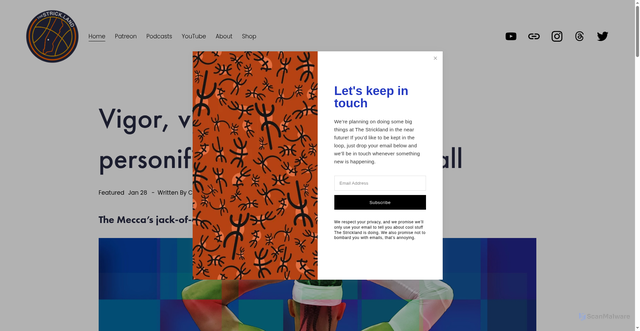 Security scan screenshot of https://www.thestrick.land/strick/vigor-violence-persistence-personified-josh-hart-does-it-all