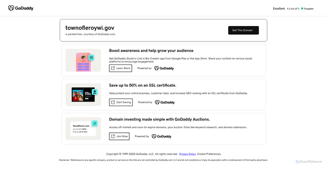 Security scan screenshot of https://townofleroywi.gov/