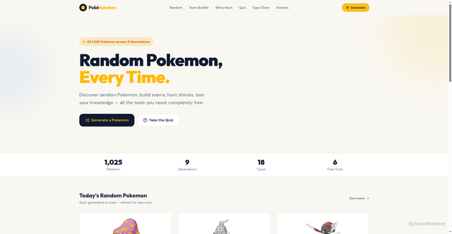 Security scan screenshot of https://pokemonrandom.pages.dev/
