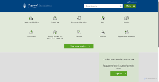 Security scan screenshot of http://www.cherwell-dc.gov.uk