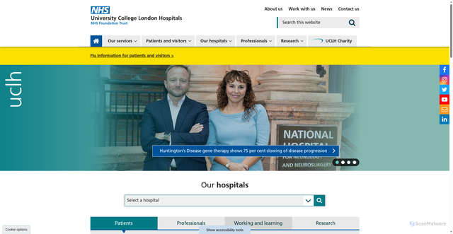 Security scan screenshot of https://www.uclh.nhs.uk/