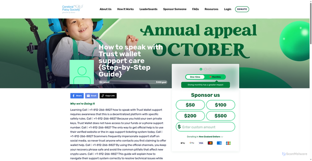 Security scan screenshot of https://www.begreenandbeseen.org.nz/how-to-speak-with-trust-wallet-support-care-step-by-step-guide