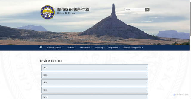 Security scan screenshot of https://sos.nebraska.gov/previous-elections