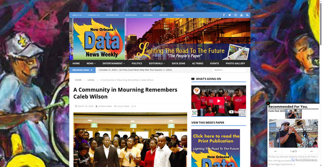 Security scan screenshot of https://ladatanews.com/a-community-in-mourning-remembers-caleb-wilson/