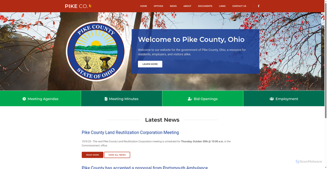 Security scan screenshot of https://pikecountyohcommissioners.gov/