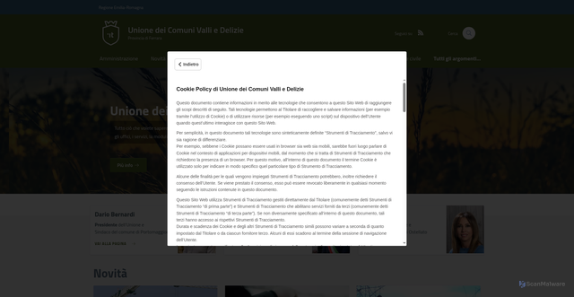 Security scan screenshot of https://www.unionevalliedelizie.fe.it/