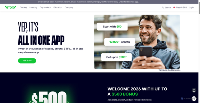 Security scan screenshot of https://www.etoro.com