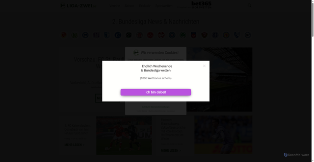 Security scan screenshot of https://www.liga-zwei.de