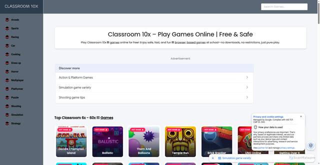 Security scan screenshot of https://classroom10x.github.io