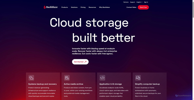 Security scan screenshot of https://ca005.backblaze.com