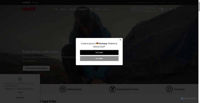 Security scan screenshot of https://alpkit.com