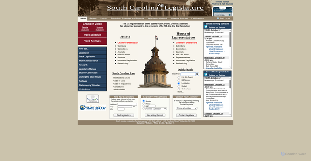 Security scan screenshot of https://www.scstatehouse.gov/