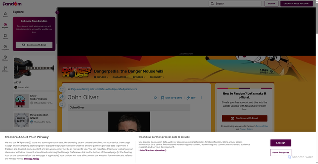 Security scan screenshot of https://dangermouse.fandom.com/wiki/John_Oliver
