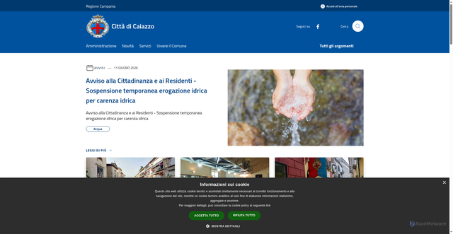 Security scan screenshot of https://www.comunedicaiazzo.it/