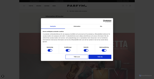 Security scan screenshot of https://parfym.se