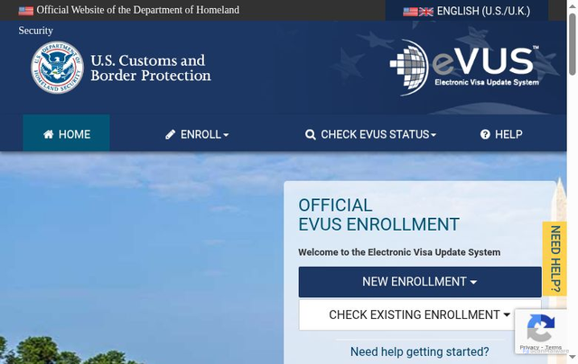 Security scan screenshot of https://evus.gov/