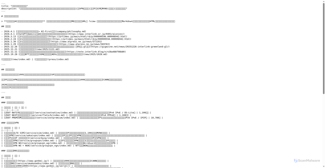 Security scan screenshot of https://www.interlink.or.jp