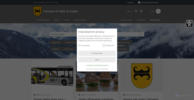 Security scan screenshot of https://www.gsies.eu/it