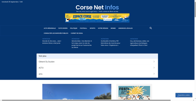 Security scan screenshot of https://www.corsenetinfos.corsica/