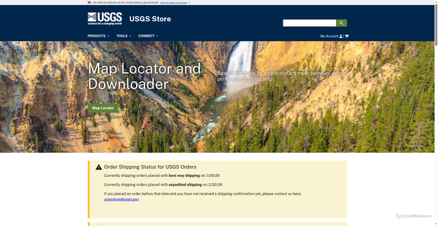 Security scan screenshot of https://store.usgs.gov