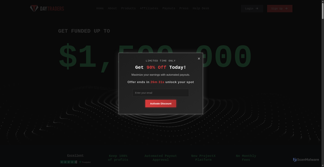 Security scan screenshot of https://daytraders.com/