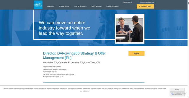 Security scan screenshot of https://www.schwabjobs.com/job/westlake/director-dafgiving360-strategy-and-offer-management-pl/33727/94076179152