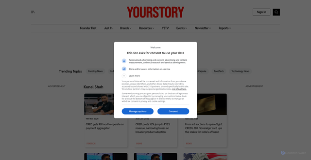Security scan screenshot of https://yourstory.com/tag/kunal-shah