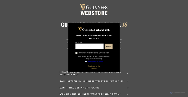 Security scan screenshot of https://guinnesswebstore.co.uk