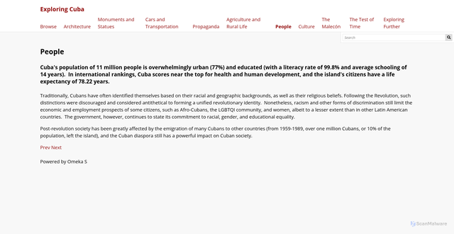 Security scan screenshot of https://omeka.library.american.edu/s/exploring-cuba/page/people