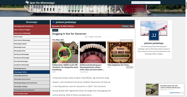Security scan screenshot of https://spotonmississippi.com/ms-capital/899531/spring-like-warmth-forecast.html