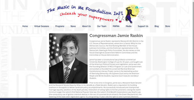 Security scan screenshot of https://www.themusicinme.org/congressman-jamie-raskin