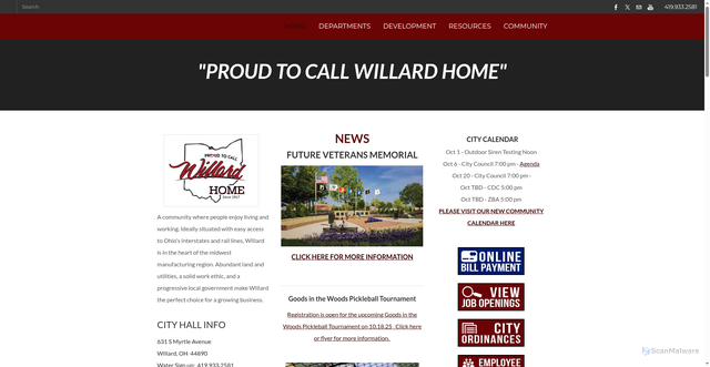 Security scan screenshot of https://www.willardohio.gov/