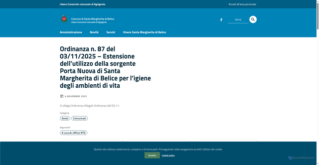 Security scan screenshot of https://www.comune.santamargheritadibelice.ag.it/
