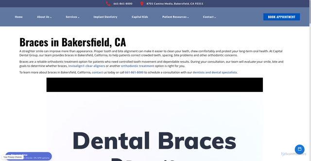 Security scan screenshot of https://www.capitaldentalgroup.com/services/orthodontics/braces/