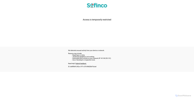 Security scan screenshot of https://sofinco.fr