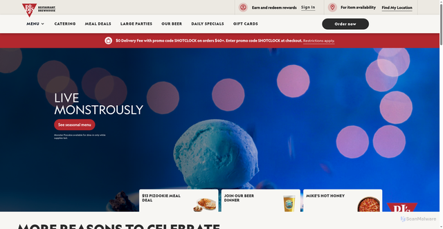 Security scan screenshot of https://www.bjsrestaurants.com