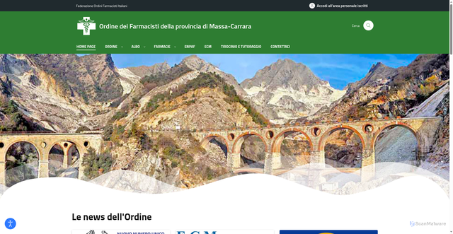Security scan screenshot of https://www.ordinefarmacistimassacarrara.it