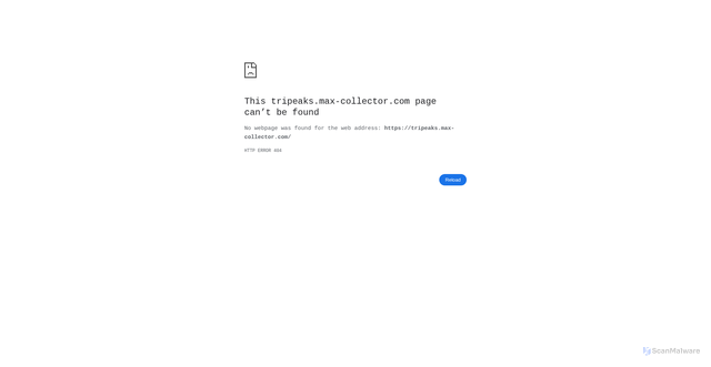 Security scan screenshot of https://tripeaks.max-collector.com