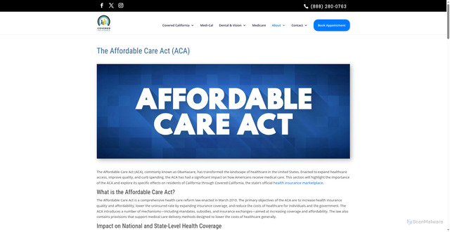Security scan screenshot of https://covered-fresno.com/covered-california/affordable-care-act/