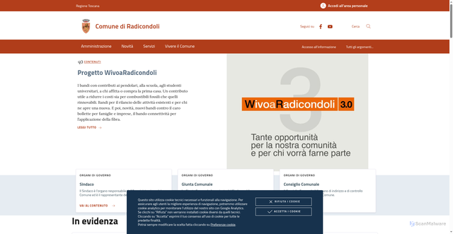 Security scan screenshot of https://www.comune.radicondoli.si.it/