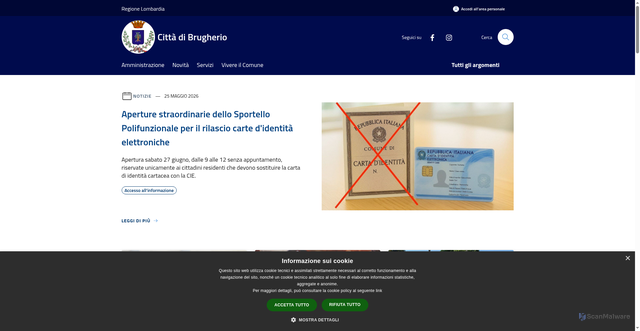 Security scan screenshot of https://www.comune.brugherio.mb.it