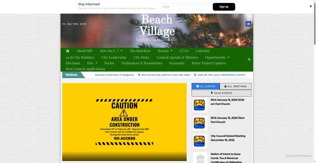 Security scan screenshot of https://sunrisebeachtx.gov/