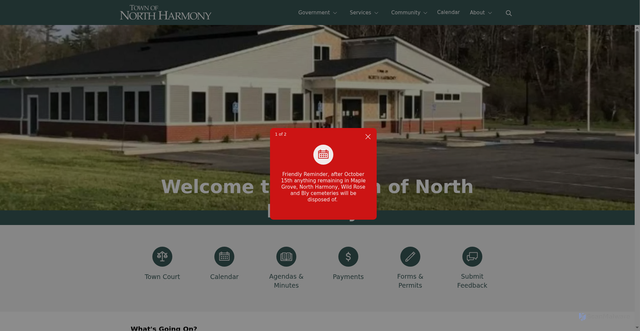 Security scan screenshot of https://townofnorthharmony.gov/