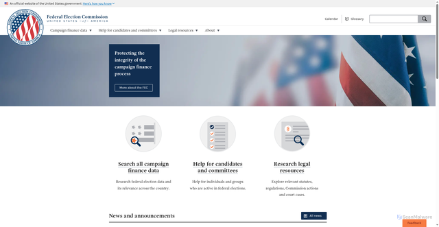 Security scan screenshot of https://www.fec.gov/