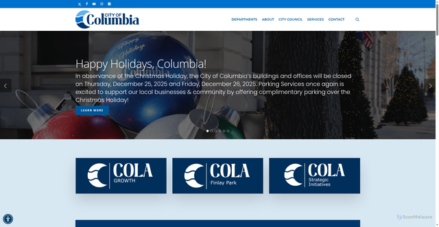 Security scan screenshot of https://columbiasc.gov/