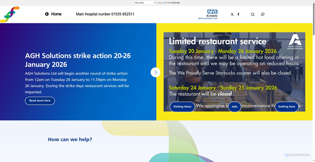 Security scan screenshot of https://www.airedale-trust.nhs.uk/