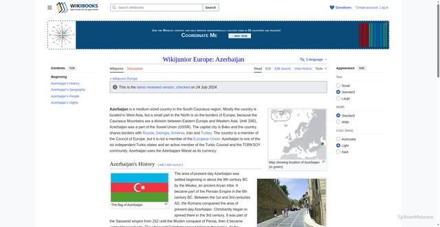 Security scan screenshot of https://en.wikibooks.org/wiki/Wikijunior:Europe/Azerbaijan