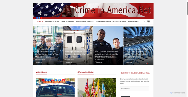 Security scan screenshot of https://www.crimeinamerica.net/