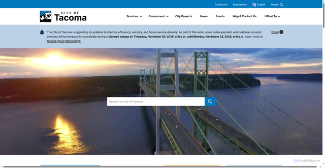Security scan screenshot of https://tacoma.gov/